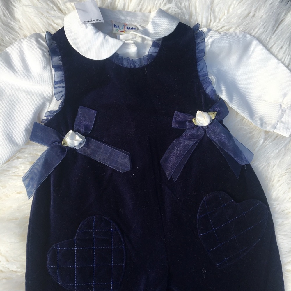 Vintage B.T. Baby jumpsuit quilted velvet special occasion size 12 months